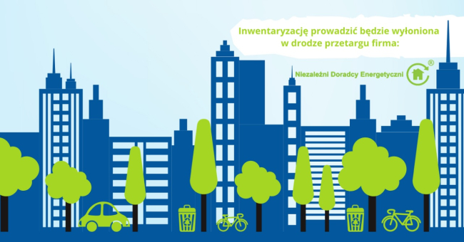 Plansza z napisem: Plansza z napisem "Inwentaryzację prowadzić będzie wyłoniona w drodze przetargu firma: Niezależni Doradcy Energetyczni"