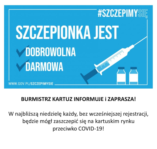 Obrazek promujący szczepienia z komunikatem jak w treści artykułu i napisem: Szczepionka jest dobrowolna, darmowa. 