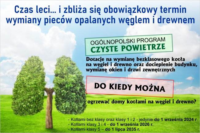 Fragment plakatu informującego o warunkach uzyskania dofinansowania w programie CZYSTE POWIETRZE