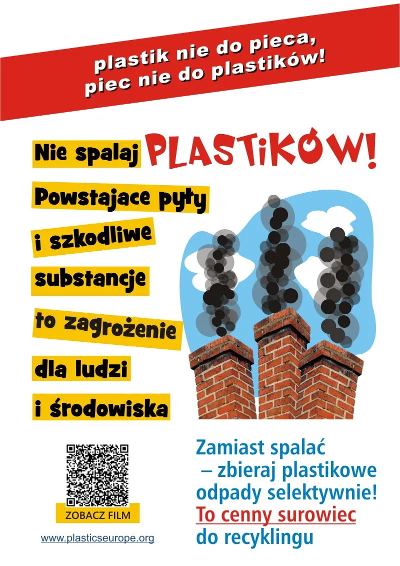 Plakat "Plastik nie do pieca - piec do plastiku"