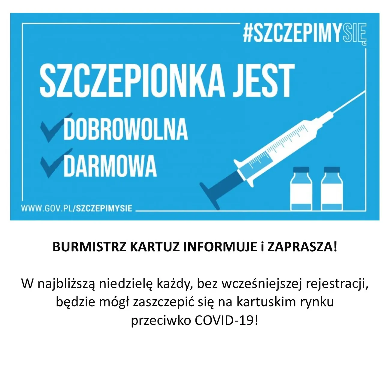 Plansza z napisami dot. szczepień