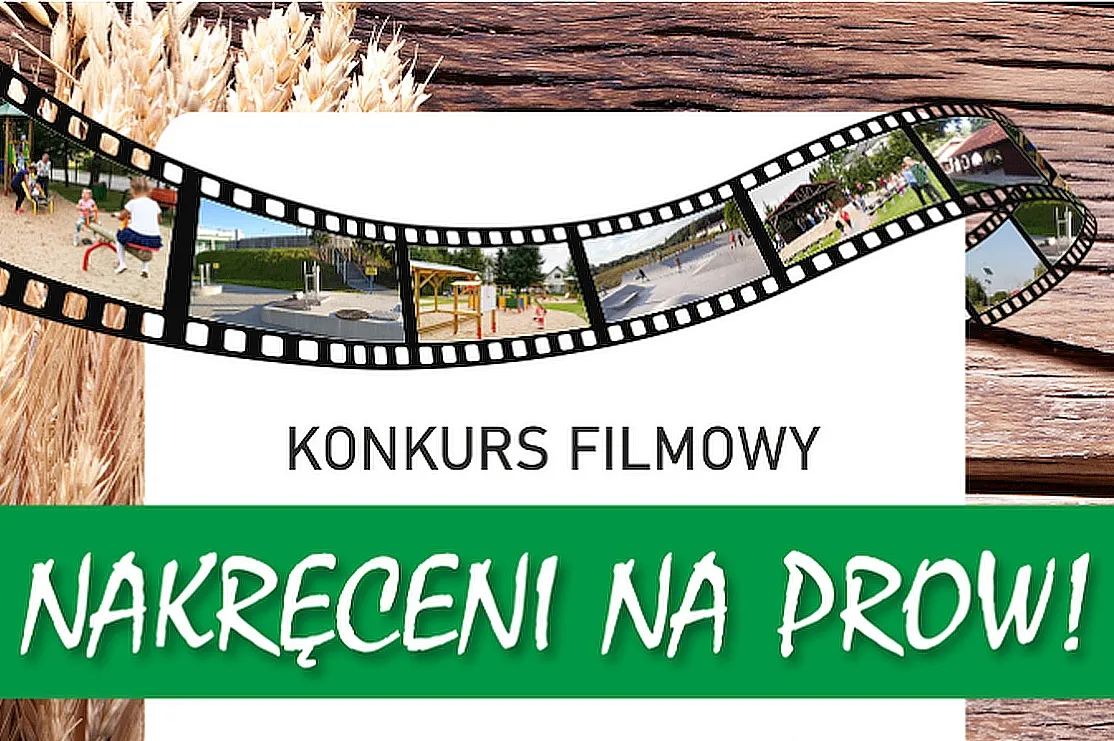 Fragment plakatu o konkursie filmowym pt. Nakręceni na PROW!