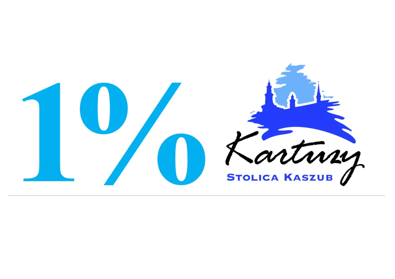 Napis: 1%. Logo Kartuz